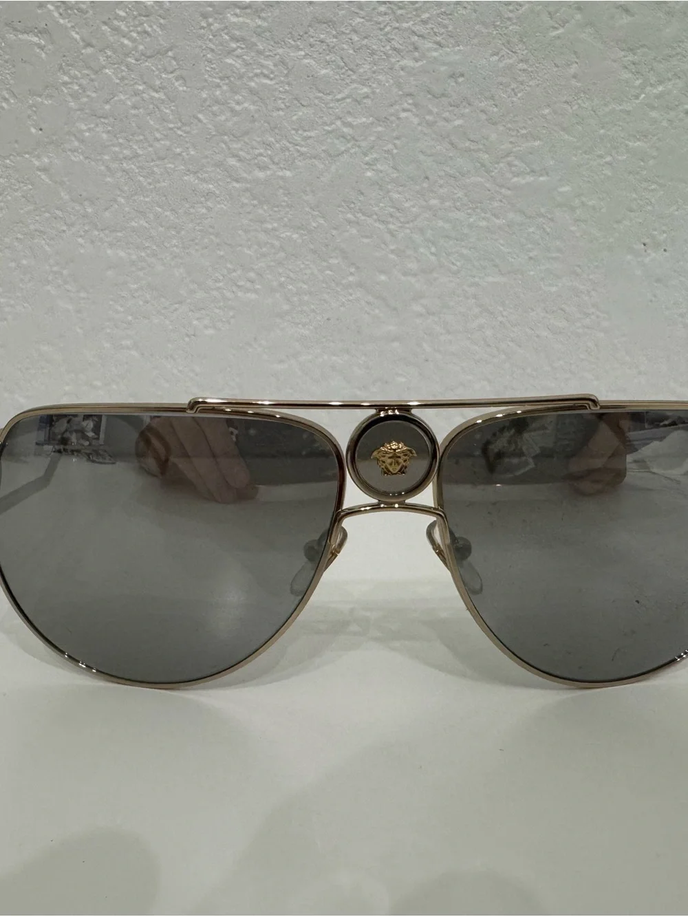 Versace Gold Frame Sunglasses with Gray Lenses